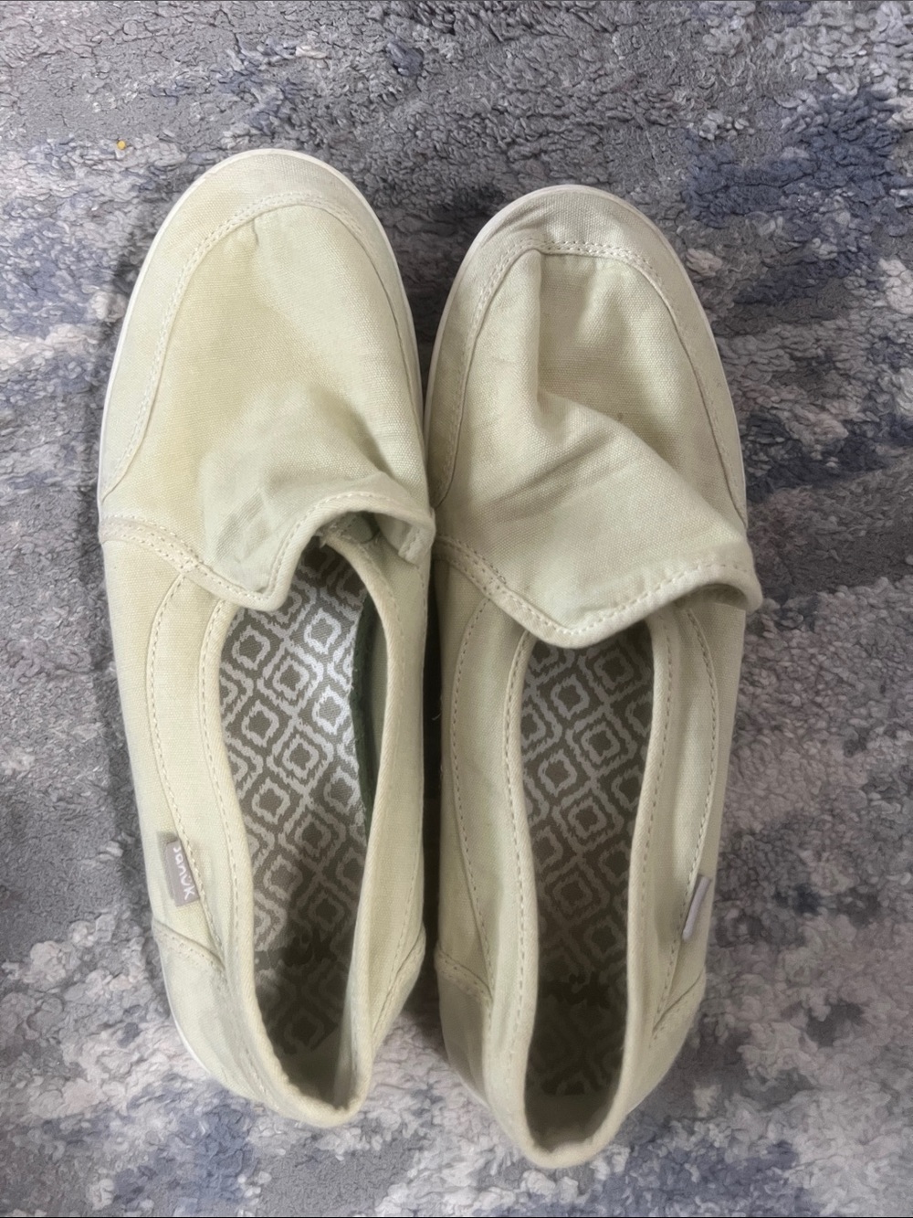 Sanuk Light Olive Canvas Slip-On with Patterned Insole